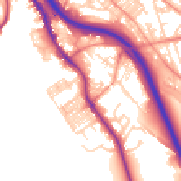 Daytime road noise heatmap for BD16 1AB