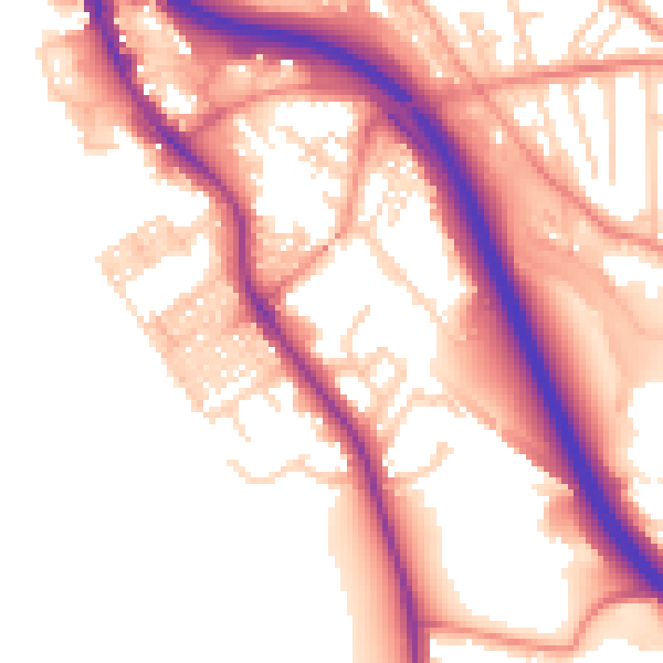 Daytime road noise heatmap for BD16 1DY