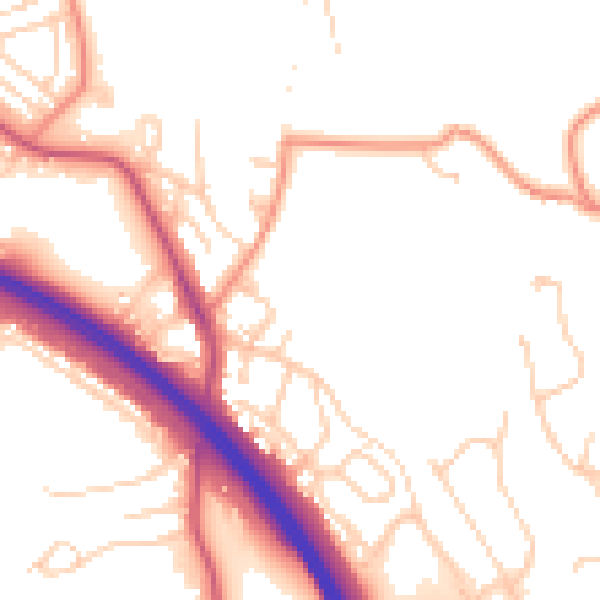 Daytime road noise heatmap for BD16 2AQ