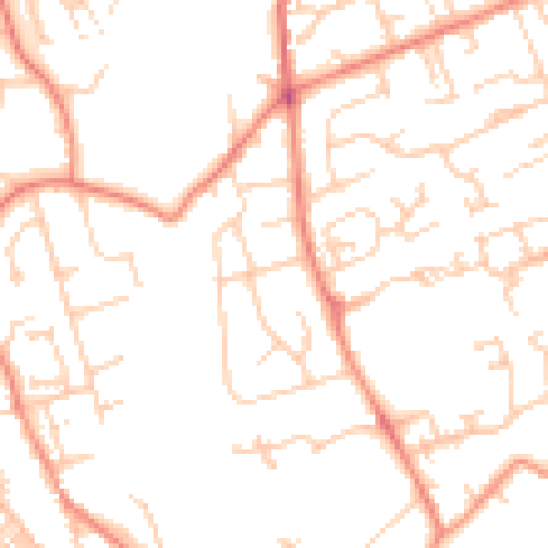 Daytime road noise heatmap for BD16 3BT