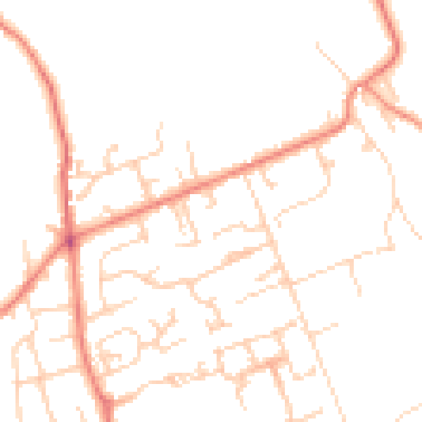 Daytime road noise heatmap for BD16 3EG