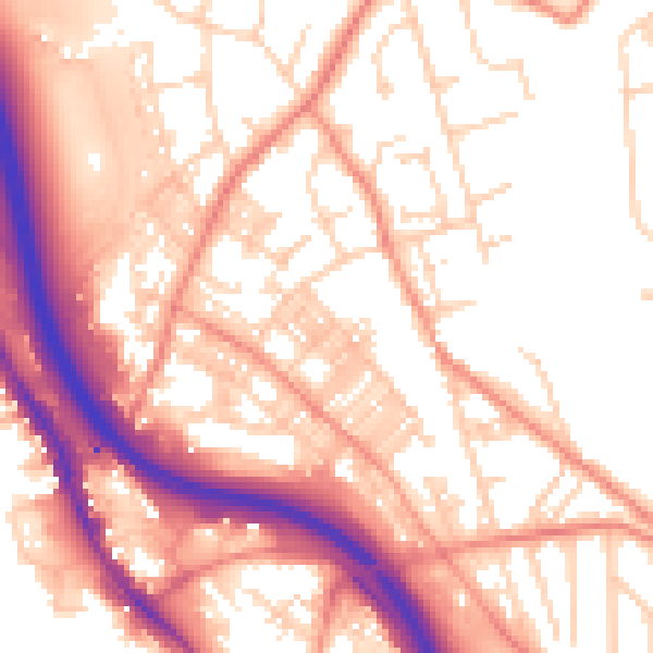 Daytime road noise heatmap for BD16 4NB