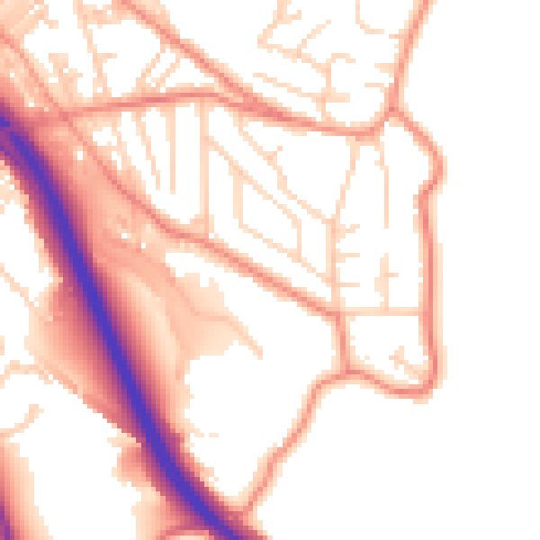 Daytime road noise heatmap for BD16 4RL