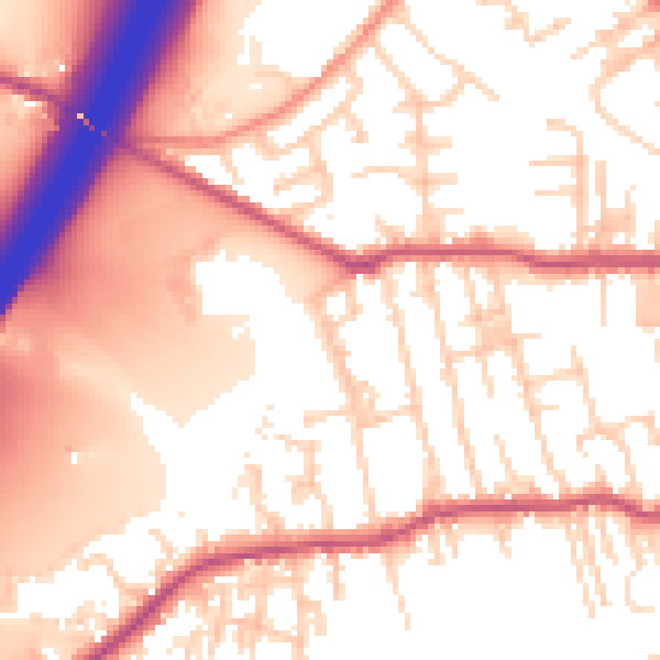 Daytime road noise heatmap for BD19 3AN