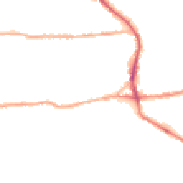 Night-time road noise heatmap for BD19 3BB