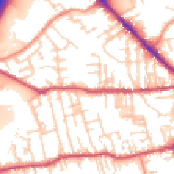 Daytime road noise heatmap for BD19 3DR