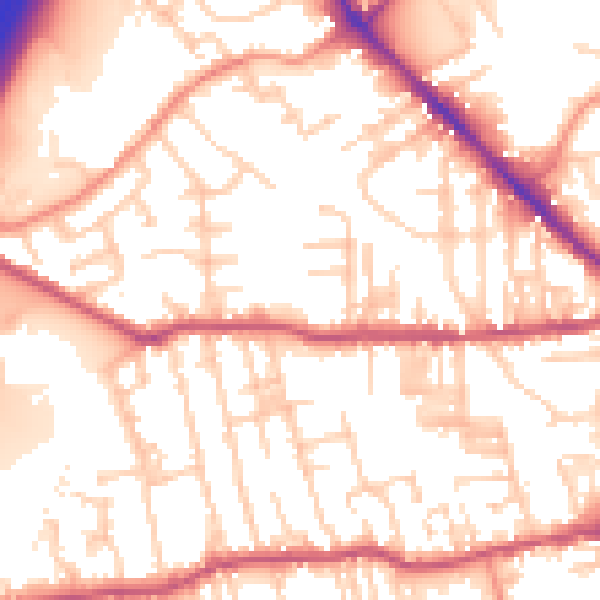 Daytime road noise heatmap for BD19 3DT
