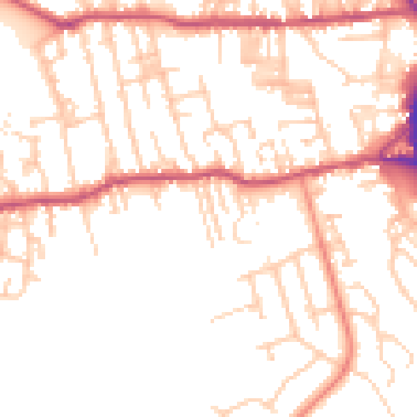 Daytime road noise heatmap for BD19 5HW