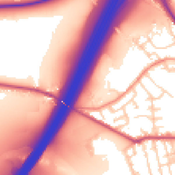 Daytime road noise heatmap for BD19 6BA