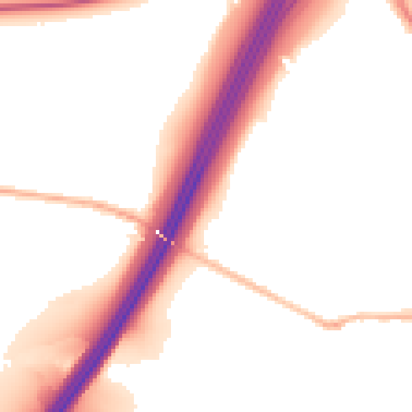 Night-time road noise heatmap for BD19 6BB