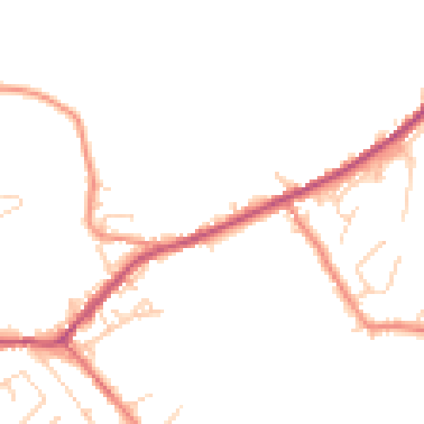 Daytime road noise heatmap for BD22 7EP