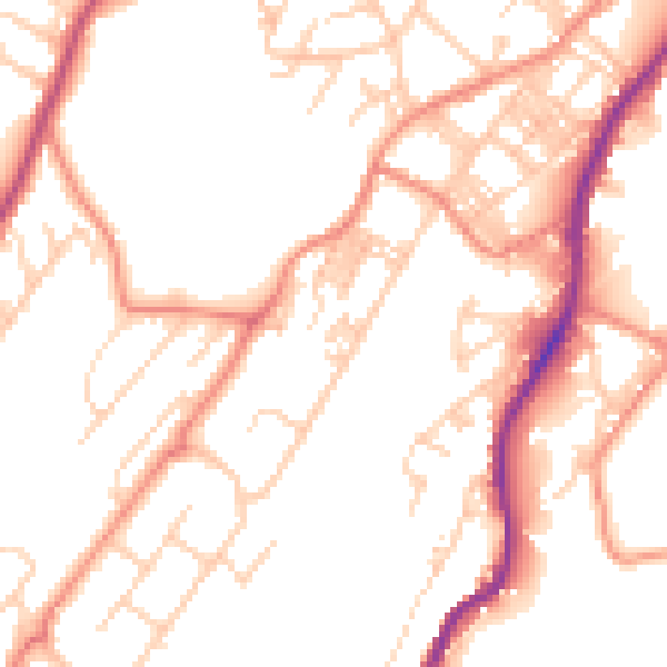Daytime road noise heatmap for BD22 7EQ