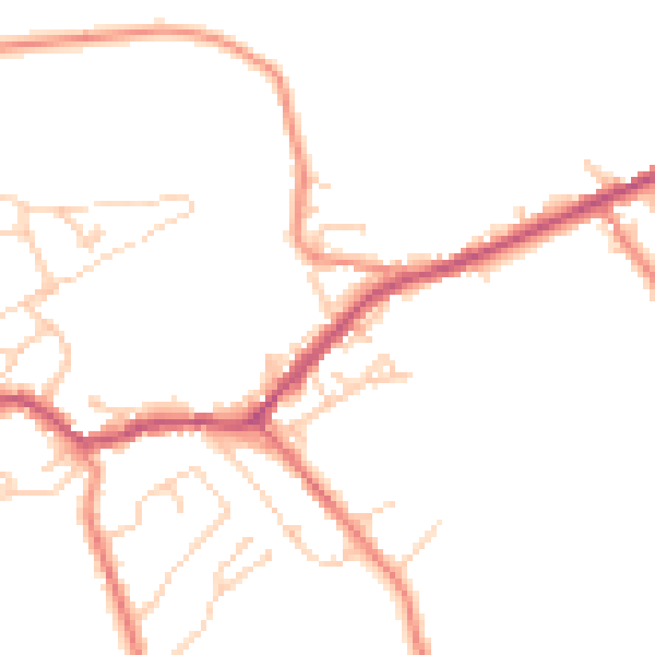 Daytime road noise heatmap for BD22 7HF