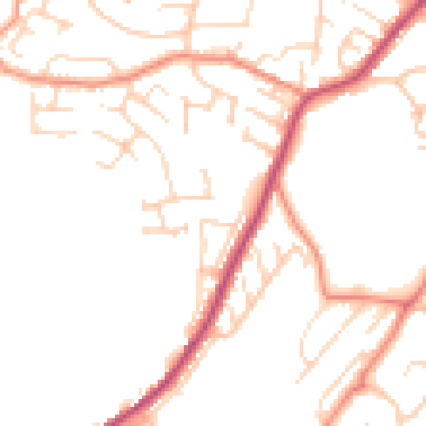 Daytime road noise heatmap for BD22 7LE