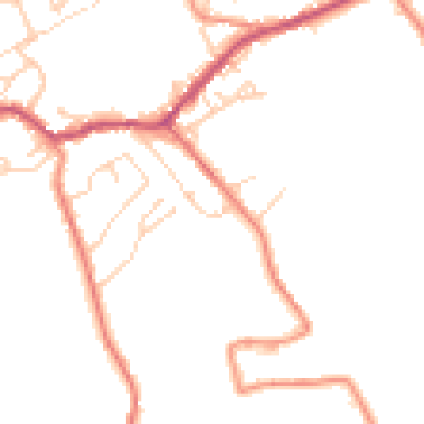 Daytime road noise heatmap for BD22 7RJ