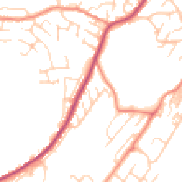 Daytime road noise heatmap for BD22 7SZ