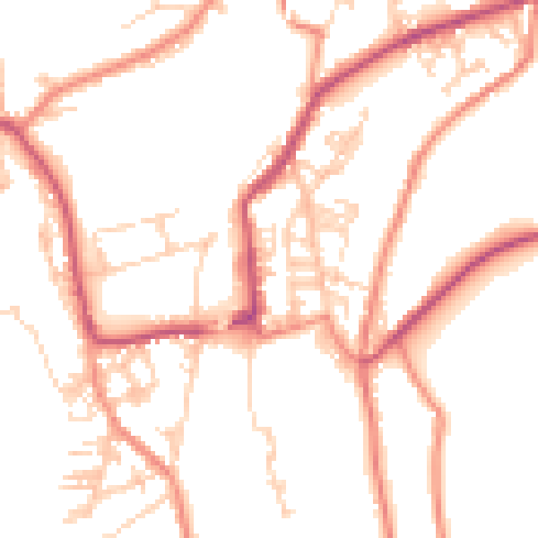 Daytime road noise heatmap for BD22 8NR