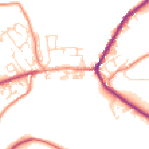 Daytime road noise heatmap for BD22 9EB