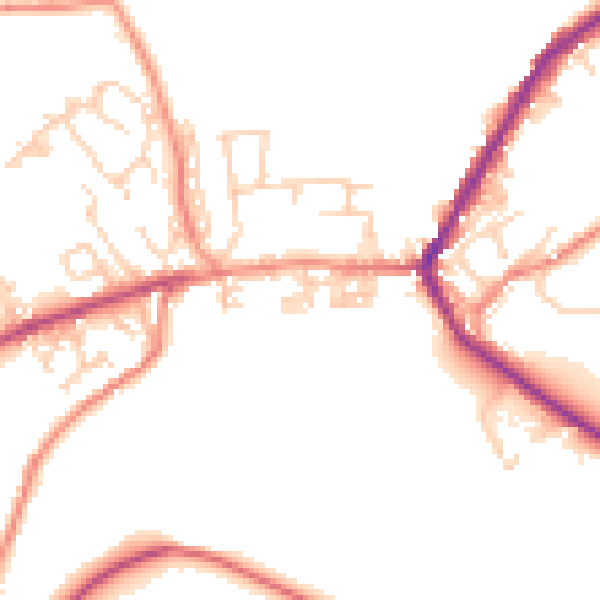 Daytime road noise heatmap for BD22 9EH