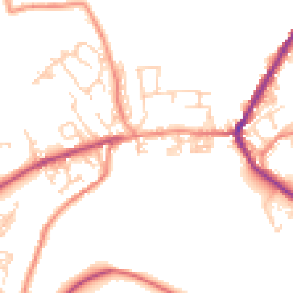 Daytime road noise heatmap for BD22 9EJ
