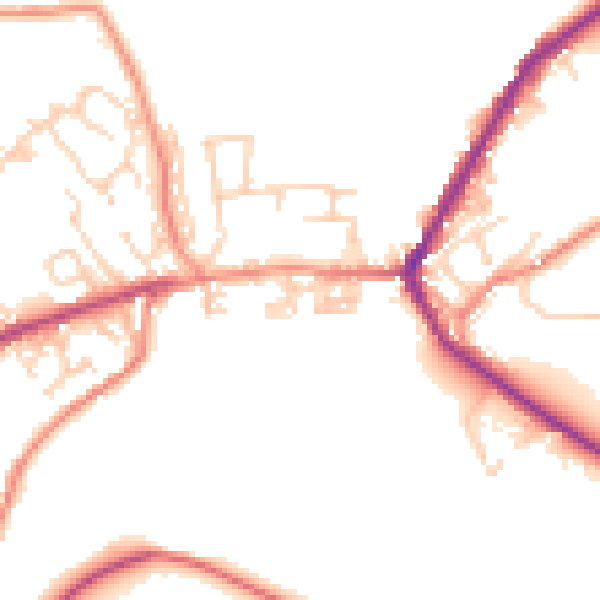 Daytime road noise heatmap for BD22 9EQ