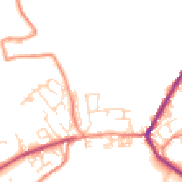 Daytime road noise heatmap for BD22 9EW