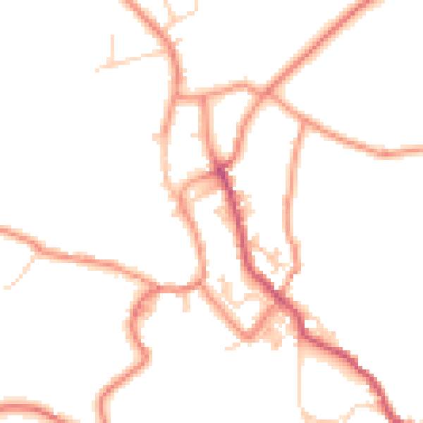 Daytime road noise heatmap for BD22 9JP