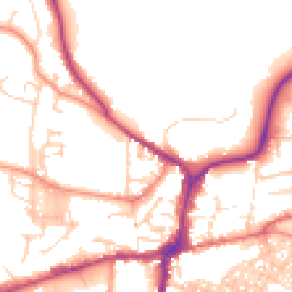Daytime road noise heatmap for BD23 1AD