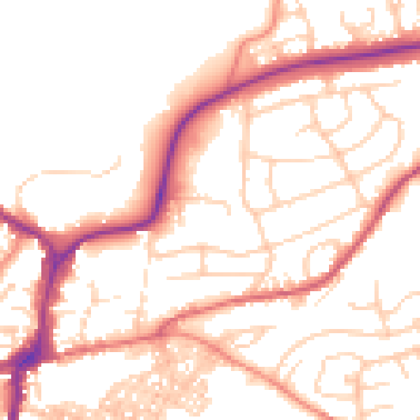 Daytime road noise heatmap for BD23 1AE