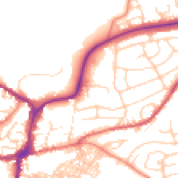 Daytime road noise heatmap for BD23 1AF