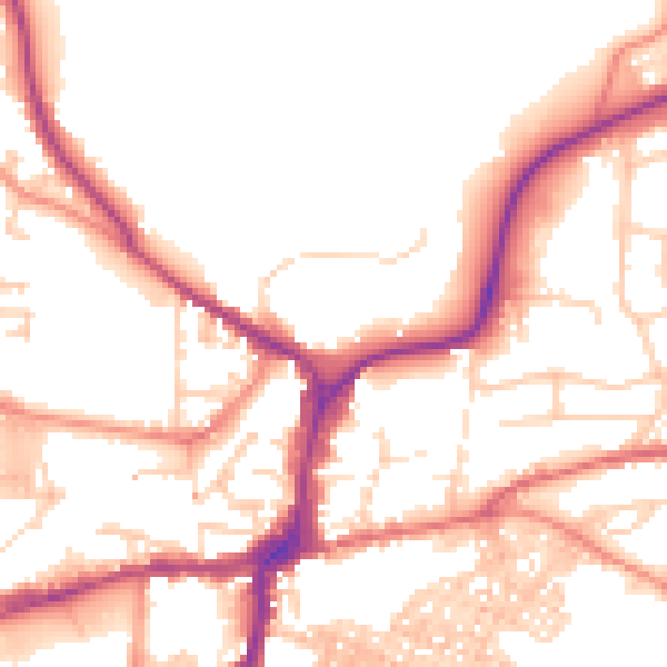 Daytime road noise heatmap for BD23 1AG
