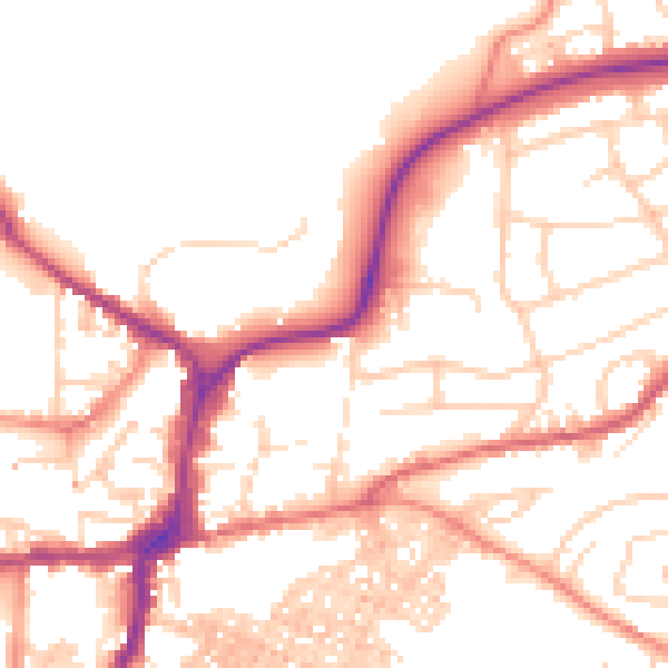 Daytime road noise heatmap for BD23 1AP