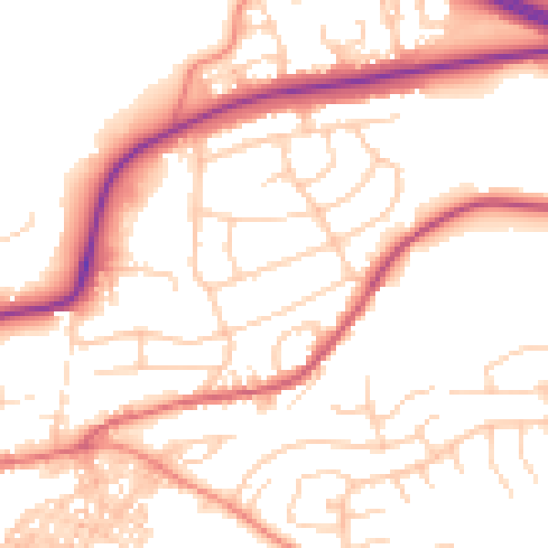 Daytime road noise heatmap for BD23 1AY