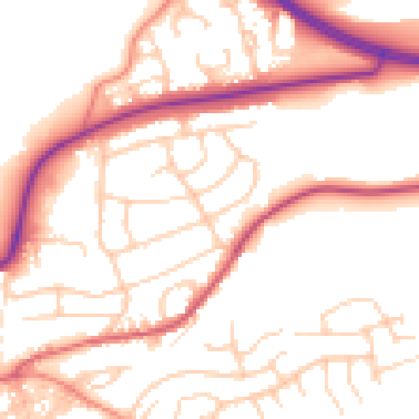 Daytime road noise heatmap for BD23 1BA