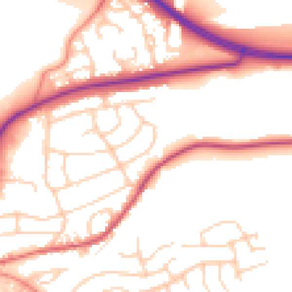 Daytime road noise heatmap for BD23 1BB