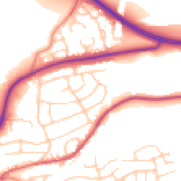 Daytime road noise heatmap for BD23 1BE