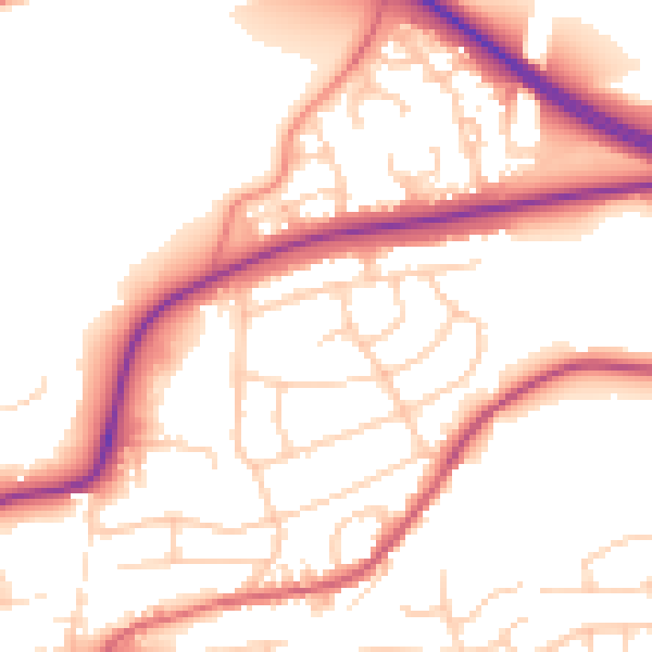 Daytime road noise heatmap for BD23 1BL