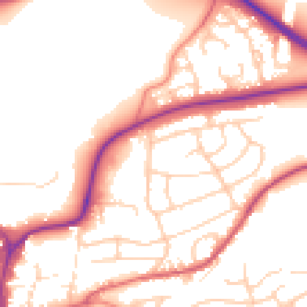Daytime road noise heatmap for BD23 1BQ
