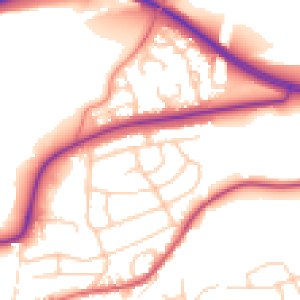 Daytime road noise heatmap for BD23 1BS