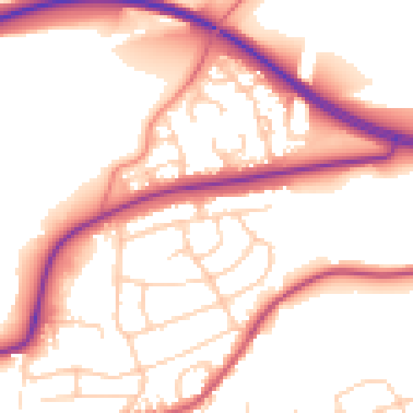 Daytime road noise heatmap for BD23 1BT