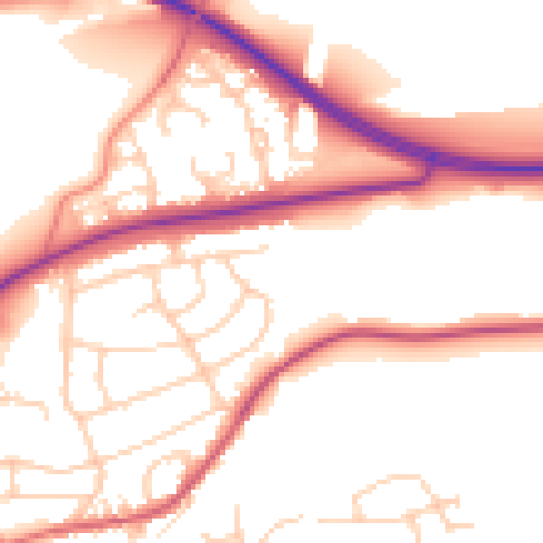 Daytime road noise heatmap for BD23 1BY