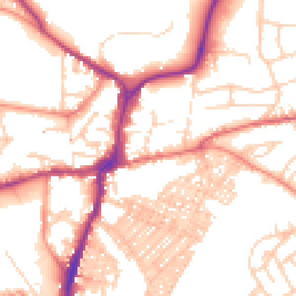Daytime road noise heatmap for BD23 1DD