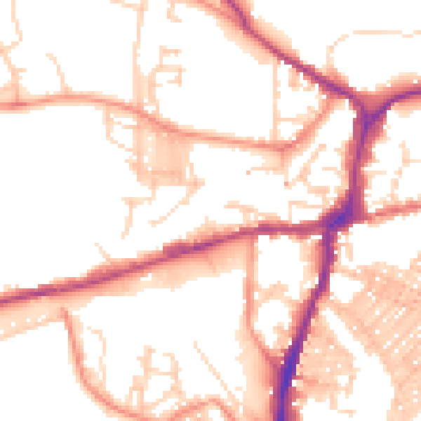 Daytime road noise heatmap for BD23 1DF