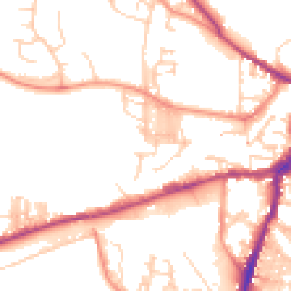 Daytime road noise heatmap for BD23 1DL