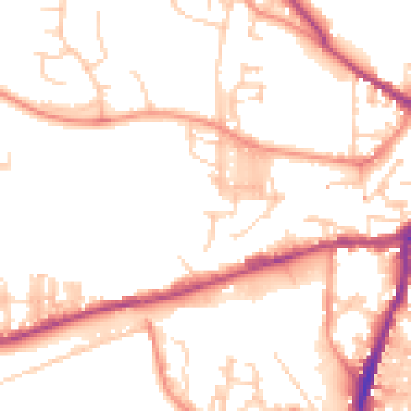 Daytime road noise heatmap for BD23 1DP