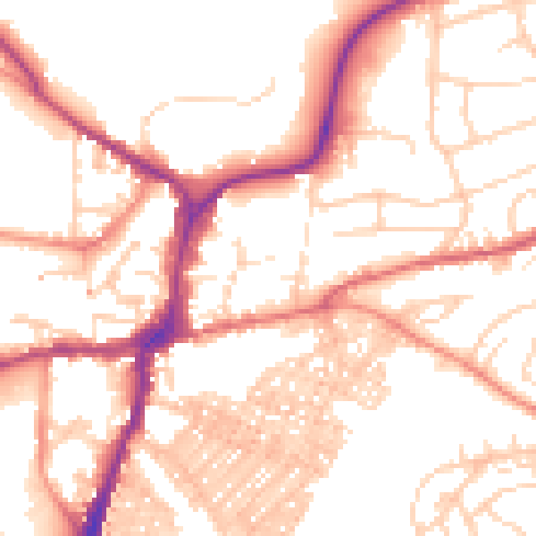 Daytime road noise heatmap for BD23 1EL