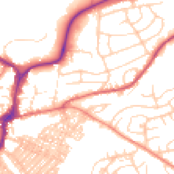 Daytime road noise heatmap for BD23 1EX
