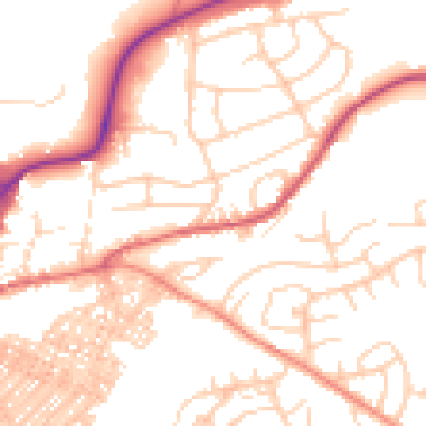 Daytime road noise heatmap for BD23 1HR