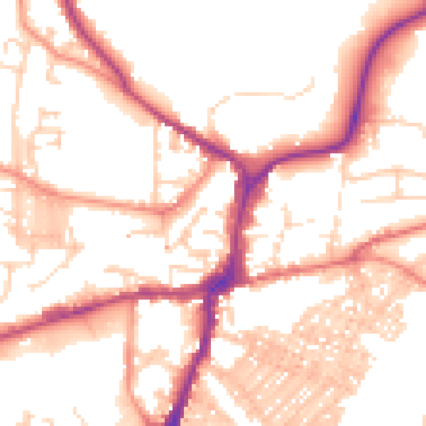 Daytime road noise heatmap for BD23 1JT