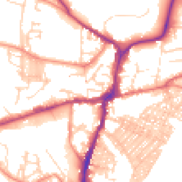 Daytime road noise heatmap for BD23 1LF